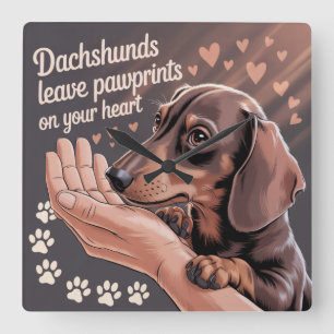 Dachshunds Laten Afdrukken Van Hun Pootjes Op Je H Vierkante Klok