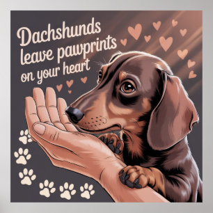 Dachshunds laten pootafdrukken achter op je hart poster