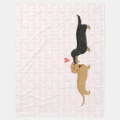 Dachshunds Liefde | Schattigee Wiener Honden met H Fleece Deken (Voorkant)