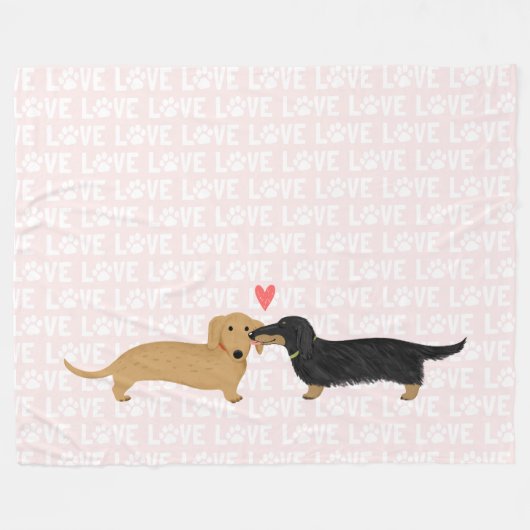 Dachshunds Liefde | Schattigee Wiener Honden met H Fleece Deken (Voorkant (Horizontaal))