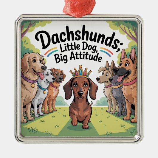 Dachshunds Little Dog, Big Attitude Metalen Ornament (Voorkant)