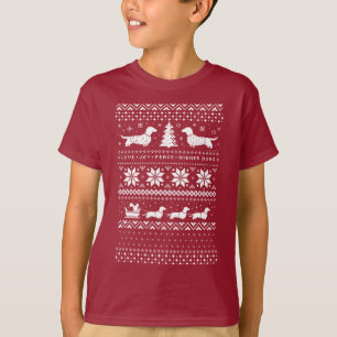 Dachshunds   Love Joy Peace Wiener Honden Kerstmis T-shirt