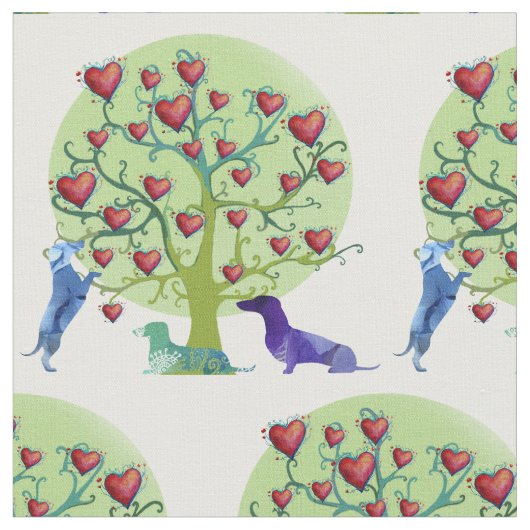 Dachshunds Love Tuin Stof (Close Up)