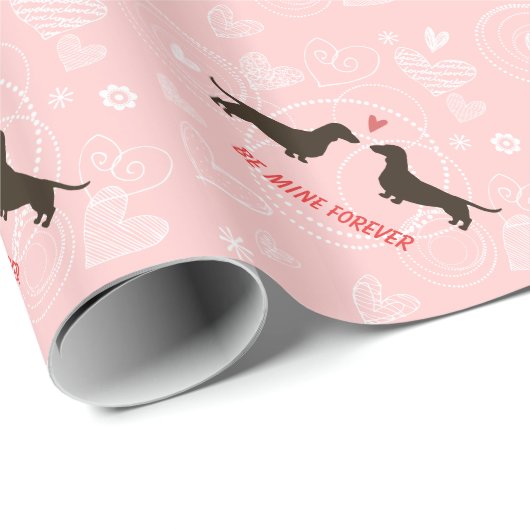 Dachshunds Love Wiener Dogs Custom Valentijnsdag Cadeaupapier (Rol Hoek)