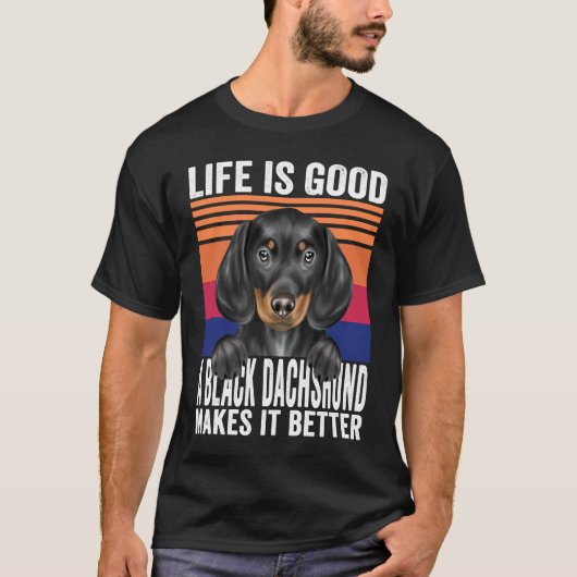 Dachshunds Makes Your Life Good Vintage T-shirt (Voorkant)