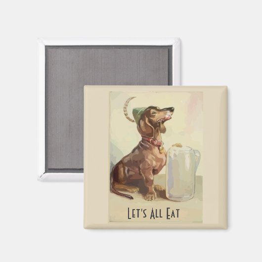 Dachshunds met bier, voeg tekst toe magneet (Voorkant / Achterkant)