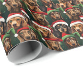 Dachshunds met Kerst Petten naadloos patroon Cadeaupapier (Rol Hoek)