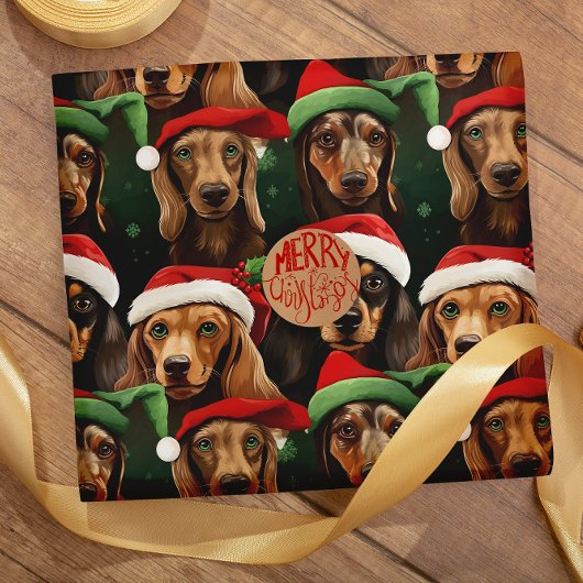 Dachshunds met Kerst Petten naadloos patroon Cadeaupapier