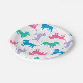 Dachshunds met kleverige pasta papieren bordje (Gekanteld)