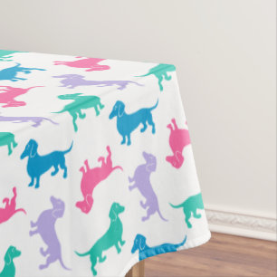 Dachshunds met kleverige pasta tafelkleed