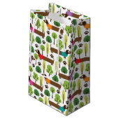 Dachshunds on a Walk in Park Klein Cadeauzakje (Achterkant Gekanteld)