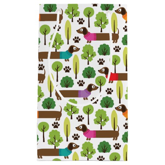 Dachshunds on a Walk in Park Klein Cadeauzakje (Voorkant)