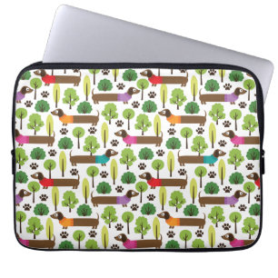 Dachshunds on a Walk in Park Laptop Sleeve