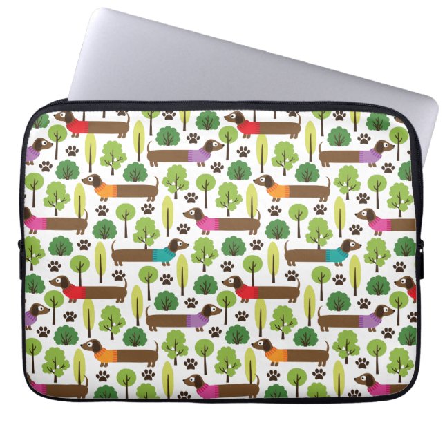 Dachshunds on a Walk in Park Laptop Sleeve (Voorkant)
