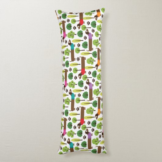 Dachshunds on a Walk in Park Lichaamskussen (Achterkant (Verticaal))