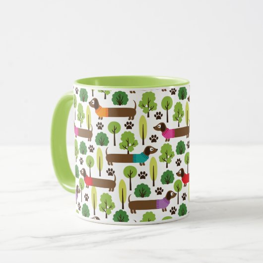 Dachshunds on a Walk in Park Mok (Voorkant links)