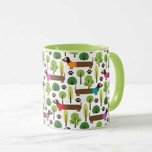 Dachshunds on a Walk in Park Mok (Voorkant rechts)