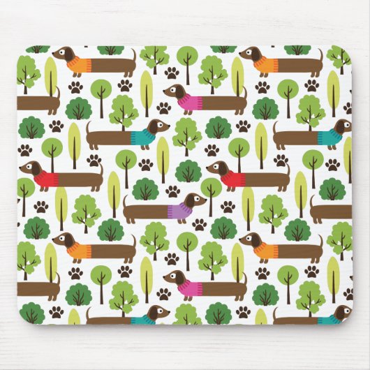 Dachshunds on a Walk in Park Muismat (Voorkant)