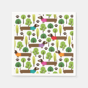 Dachshunds on a Walk in Park Servet