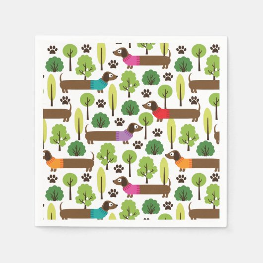 Dachshunds on a Walk in Park Servet (Voorkant)