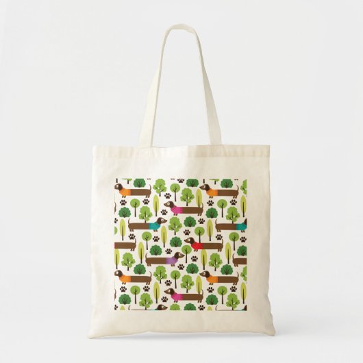 Dachshunds on a Walk in Park Tote Bag (Voorkant)