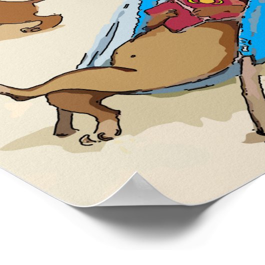 Dachshunds on Beach Poster (Hoek)