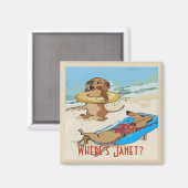 Dachshunds on Beach, voeg test toe Magneet (Voorkant / Achterkant)