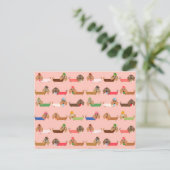 Dachshunds on Pink Briefkaart (Staand voorkant)
