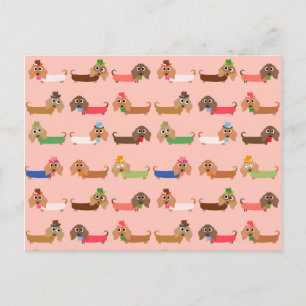 Dachshunds on Pink Briefkaart