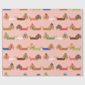 Dachshunds on Pink Cadeaupapier (Vlak)