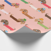 Dachshunds on Pink Cadeaupapier (Hoek)