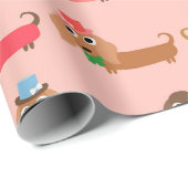 Dachshunds on Pink Cadeaupapier (Rol Hoek)