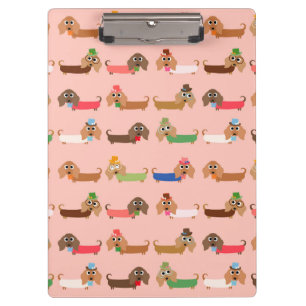 Dachshunds on Pink Klembord