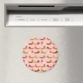 Dachshunds on Pink Magneet (Insitu (Vaatwasser))