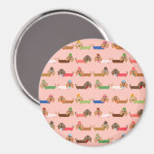 Dachshunds on Pink Magneet (Voorkant / Achterkant)