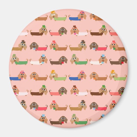 Dachshunds on Pink Magneet (Voorkant)