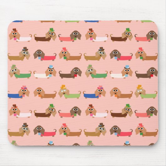 Dachshunds on Pink Muismat (Voorkant)