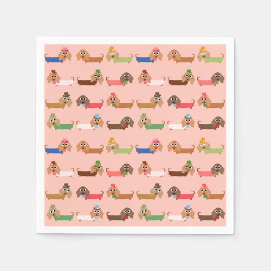 Dachshunds on Pink Servetten (Voorkant)