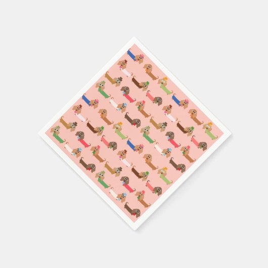 Dachshunds on Pink Servetten (Hoek)