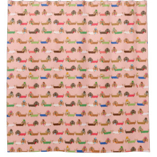 Dachshunds on Pink Shower Curtain Douchegordijn