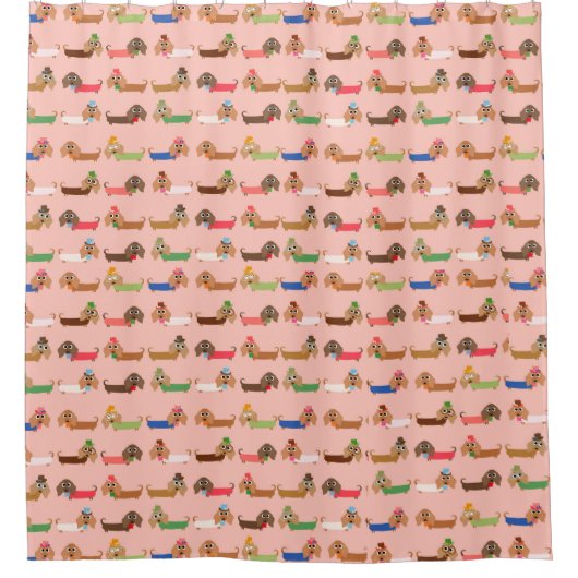 Dachshunds on Pink Shower Curtain Douchegordijn (Voorkant)