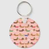 Dachshunds on Pink Sleutelhanger (Voorkant)