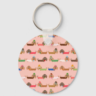 Dachshunds on Pink Sleutelhanger