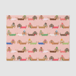 Dachshunds on Pink Tissuepapier