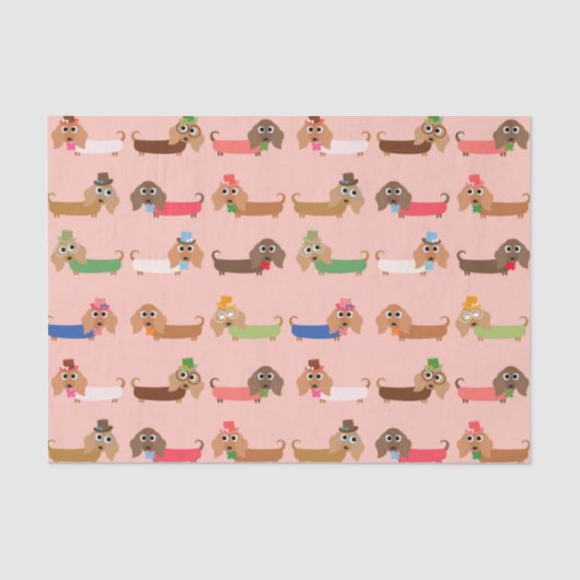 Dachshunds on Pink Tissuepapier (Voorkant)