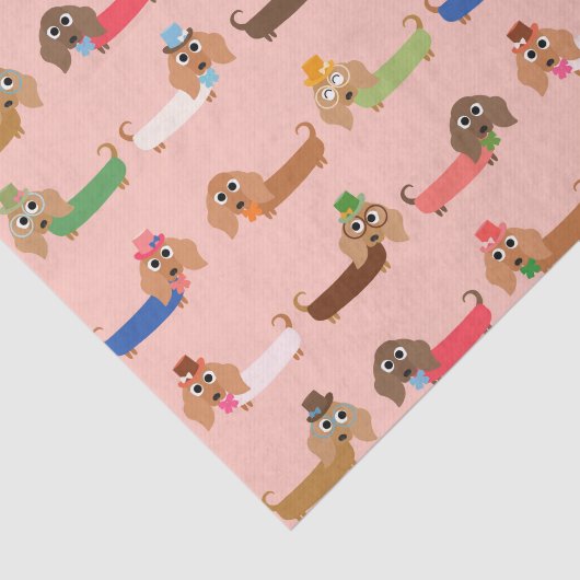 Dachshunds on Pink Tissuepapier (Detail)