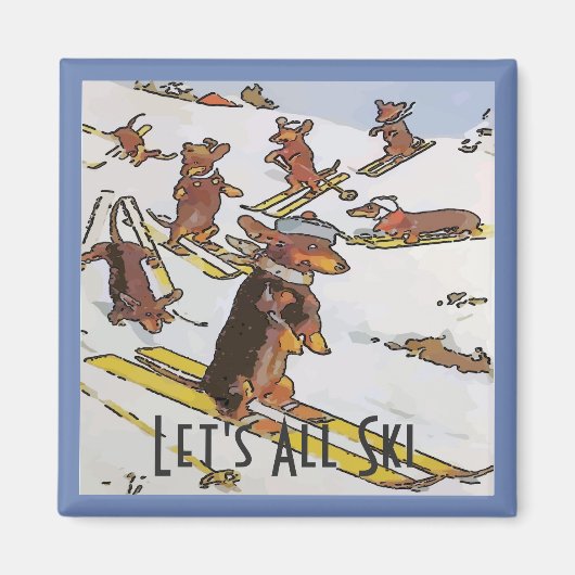 Dachshunds on the Slopes, voeg tekst toe Magneet (Voorkant)