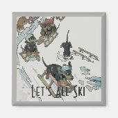 Dachshunds on the Slopes, voeg tekst toe Magneet (Voorkant)