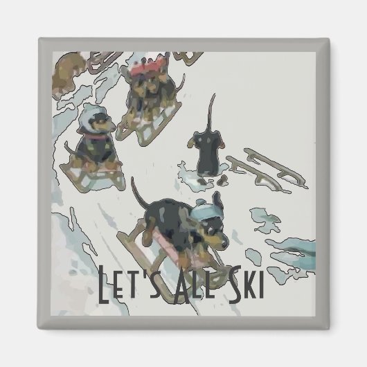 Dachshunds on the Slopes, voeg tekst toe Magneet (Voorkant)