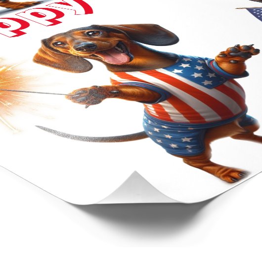 Dachshunds Onafhankelijkheidsdag Foto Afdruk (Hoek)